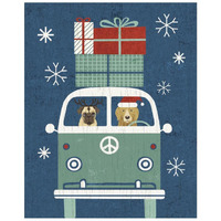 Holiday on Wheels XII Navy -Paper Art-22"x26"