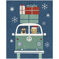 Holiday on Wheels XII Navy -Paper Art-24"x30"