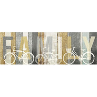 Beachscape Bicycle Family Gold Neutral -Paper Art-38"x14"