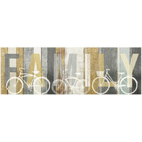 Beachscape Bicycle Family Gold Neutral -Paper Art-56"x20"