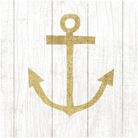 Beachscape III Anchor Gold Neutral -Paper Art-32"x32"