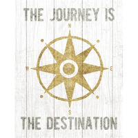 Beachscape IV Compass Quote Gold Neutral -Paper Art-24"x30"