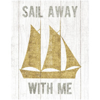 Beachscape V Boat Quote Gold Neutral -Paper Art-22"x26"