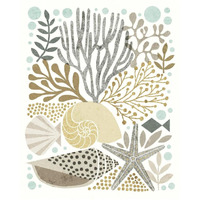 Under Sea Treasures VI Gold Neutral -Paper Art-18"x22"