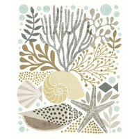 Under Sea Treasures VI Gold Neutral -Paper Art-22"x26"