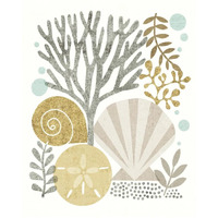 Under Sea Treasures V Gold Neutral -Paper Art-18"x22"