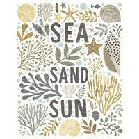 Under Sea Treasures III Gold Neutral -Paper Art-22"x26"