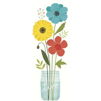 Seaside Bouquet V Mason Jar -Paper Art-14"x32"