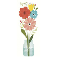 Seaside Bouquet VI Mason Jar -Paper Art-18"x42"