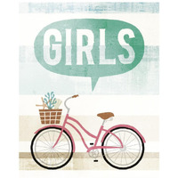 Beach Cruiser Girls II -Paper Art-22"x26"