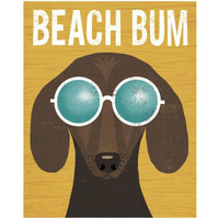 Beach Bums Dachshund I Bum -Paper Art-18"x22"