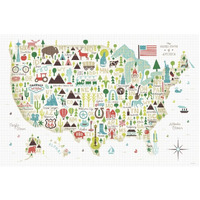 Illustrated USA -Paper Art-20"x14"