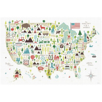 Illustrated USA -Paper Art-26"x18"