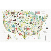 Illustrated USA -Paper Art-32"x22"