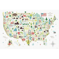 Illustrated USA -Paper Art-38"x26"