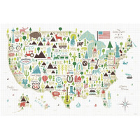 Illustrated USA -Paper Art-62"x42"