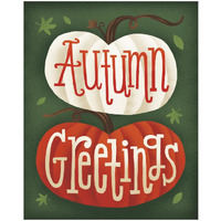 Harvest Time Autumn Greetings Pumpkins -Paper Art-18"x22"