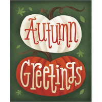 Harvest Time Autumn Greetings Pumpkins -Paper Art-30"x37"