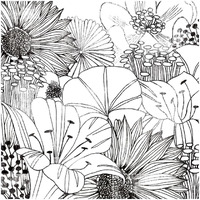 Contemporary Garden I Black and White -Paper Art-26"x26"