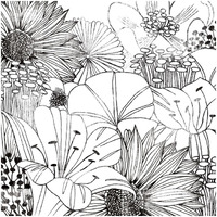 Contemporary Garden I Black and White -Paper Art-32"x32"