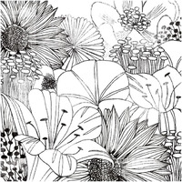 Contemporary Garden I Black and White -Paper Art-42"x42"