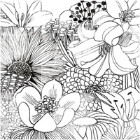 Contemporary Garden II Black and White -Paper Art-20"x20"