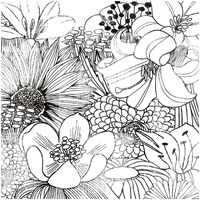 Contemporary Garden II Black and White -Paper Art-26"x26"