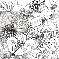 Contemporary Garden II Black and White -Paper Art-32"x32"