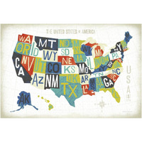 Letterpress USA Map -Paper Art-62"x42"