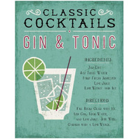 Classic Cocktail Gin and Tonic -Paper Art-18"x22"