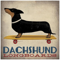 Dachshund Longboards -Paper Art-20"x20"