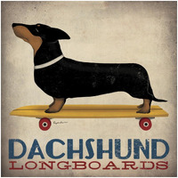 Dachshund Longboards -Paper Art-32"x32"