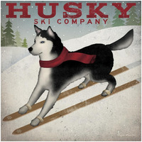 Husky Ski Co -Paper Art-32&quotx32"