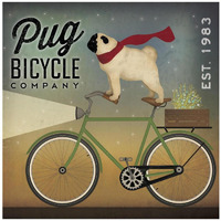 Pug on a Bike -Paper Art-20"x20"