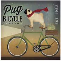 Pug on a Bike -Paper Art-26"x26"