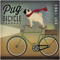 Pug on a Bike -Paper Art-32"x32"