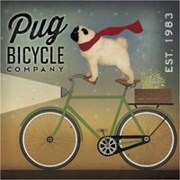 Pug on a Bike -Paper Art-38"x38"