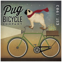 Pug on a Bike -Paper Art-42&quotx42"