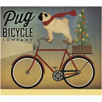 Pug on a Bike Christmas -Paper Art-18"x16.08"