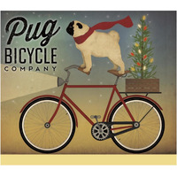 Pug on a Bike Christmas -Paper Art-24"x21.36"