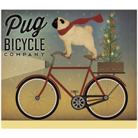 Pug on a Bike Christmas -Paper Art-42"x37.2"