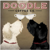 Doodle Coffee Double IV -Paper Art-20"x20"