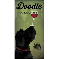 Doodle Wine II Black Dog -Paper Art-20"x38"