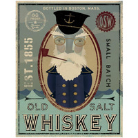 Fisherman III Old Salt Whiskey -Paper Art-18&quotx22"