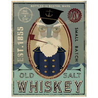 Fisherman III Old Salt Whiskey -Paper Art-22"x26"