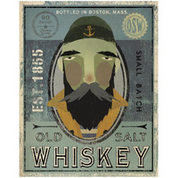 Fisherman V Old Salt Whiskey -Paper Art-18"x22"