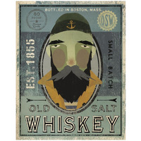 Fisherman V Old Salt Whiskey -Paper Art-24"x30"