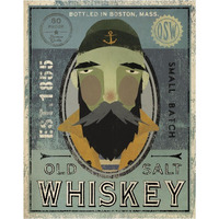 Fisherman V Old Salt Whiskey -Paper Art-30&quotx37"