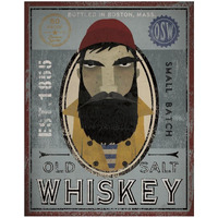 Fisherman VI Old Salt Whiskey -Paper Art-24"x30"