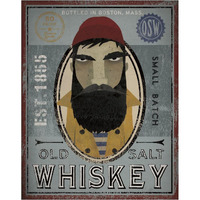 Fisherman VI Old Salt Whiskey -Paper Art-30"x37"